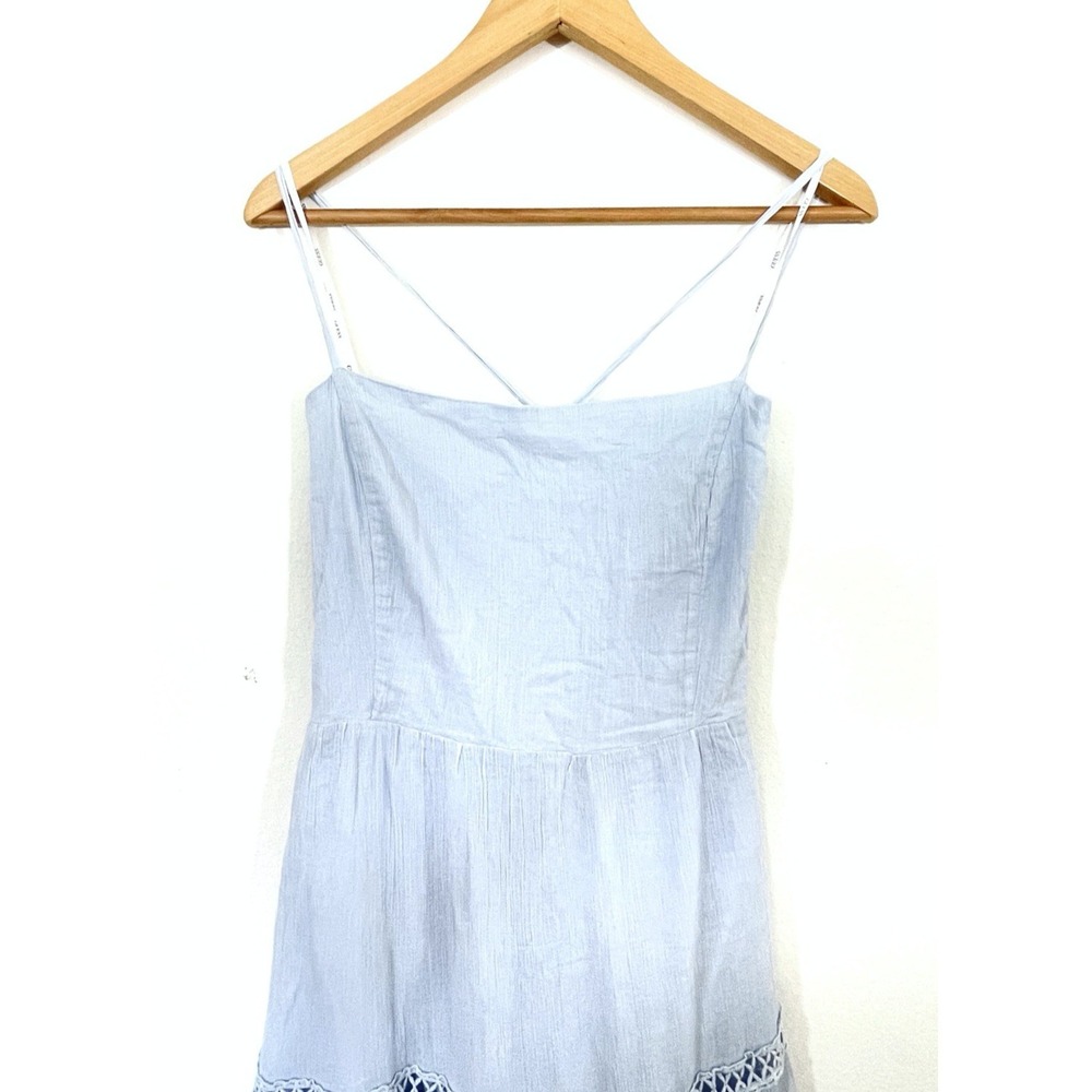 Guess Womens Ethereal Lace-Up Tiered Maxi Dress Size XL Blue Boho Cottagecore - Picture 4 of 11